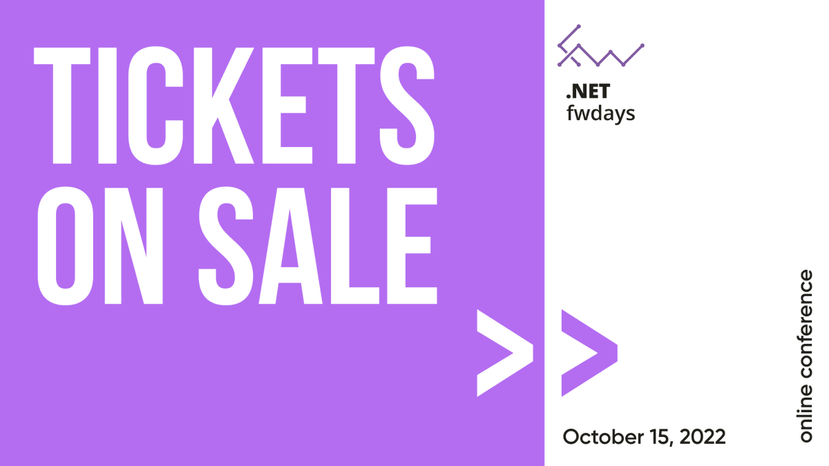 We’ve launched the tickets sales for the #dotnet fwdays’22 conference!
 
The conference will be held with 2 options:
🔵 FREE ONLINE
🟡 FULL ONLINE
 
20 EARLY BIRD tickets are now available, and the price goes from € 24 👉 bit.ly/3v7KxDs