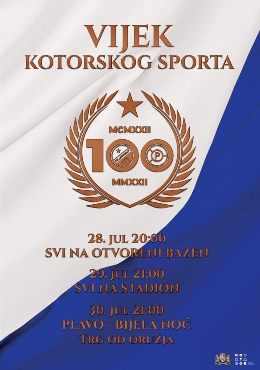 TO_Kotor's tweet photo. Proslava povodom VIJEKA KOTORSKOG SPORTA
Danas u 20.00 na otvorenom bazenu, očekujemo vas! https://t.co/yJkiKg097K