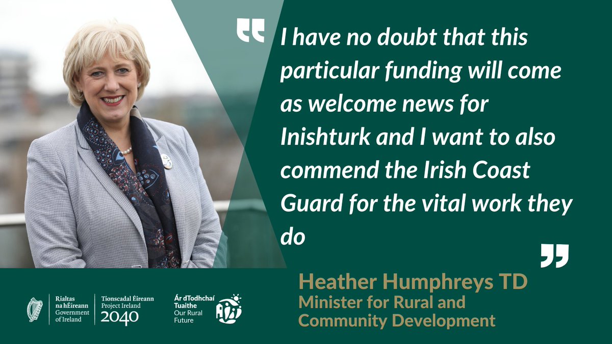 Department of Rural and Community Development (@deptrcd) on Twitter photo #OurRuralFuture: Minister @HHumphreysFG  announces over €357,000 in funding for construction of new helipad on Inishturk, County Mayo.
bit.ly/3cBv8EW #OurRuralFuture: Minister @HHumphreysFG  announces over €357,000 in funding for construction of new helipad on Inishturk, County Mayo.
bit.ly/3cBv8EW