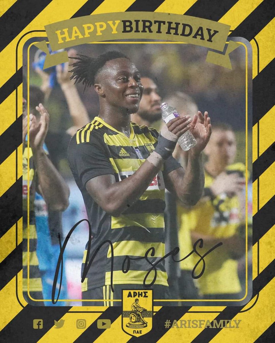 🎂: Σήμερα είναι τα γενέθλια του Moses Odubajo!
💛🖤⚽️🎆👏

#ARISFC 
#Odubajo 
#HappyBirthday