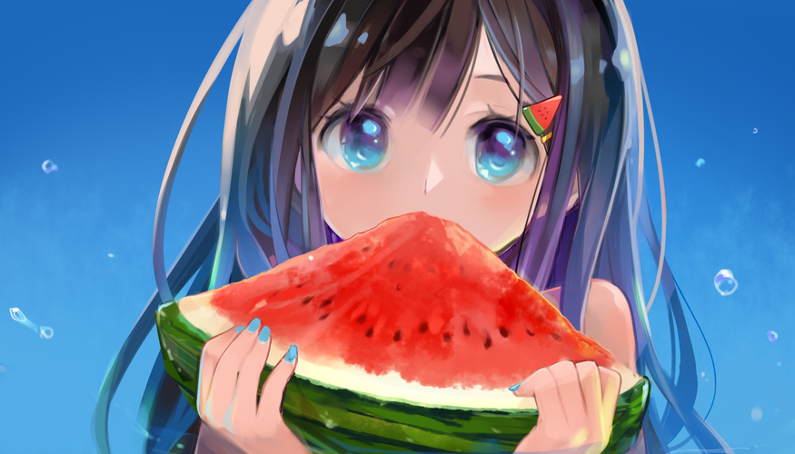 Anime Thick Painted In Watermelon Field To Eat Watermelon Kids I PNG Hd  Transparent Image And Clipart Image For Free Download - Lovepik | 401266834