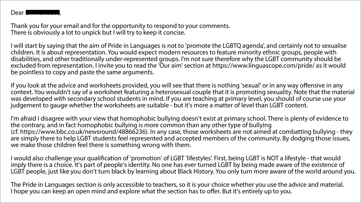 linguascope's tweet photo. An email we received this morning...
And our response...
#prideinlanguages https://t.co/y8wDW8cPr4
