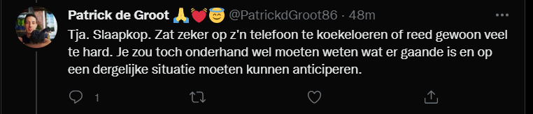 Stuitend. Ik zie dit zó vaak. Mensen die slachtoffer zijn van het #trekkerterreur verwijten dat ze er maar rekening mee hebben te houden. 

100% dat deze mensen ook op hun achterste benen staan als de leraren van hun kinderen 1 dag gaan staken trouwens.