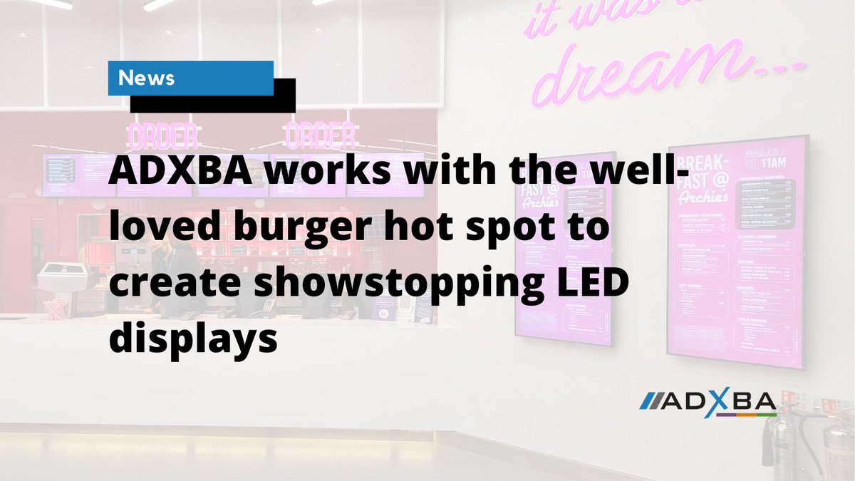 ADXBA's tweet photo. We’re looking on the pink side of life with our most recent project for @lovearchies! Find out how we helped them create a bespoke content and audio-visual solution for two new exciting new locations: https://t.co/OWwsvXQCyv 

#qsr #retail #avnews https://t.co/7tqnn0jrm4