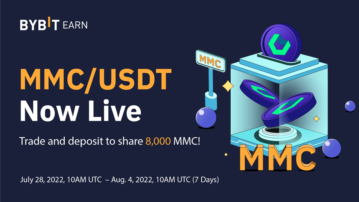 Bybit_Official's tweet photo. 🔥 $MMC/USDT Spot Trading is now LIVE! @MMG_GameFi

🤑 Earn a share of the 8,000 $MMC prize pool if your accumulated buy volume on Bybit's Spot Trading is more than or equal to 300 $MMC between.

📲 Trade now: https://t.co/MVQN1QE64x
👉 Learn more: https://t.co/28gH6HinUk https://t.co/i0ly0YiWiI