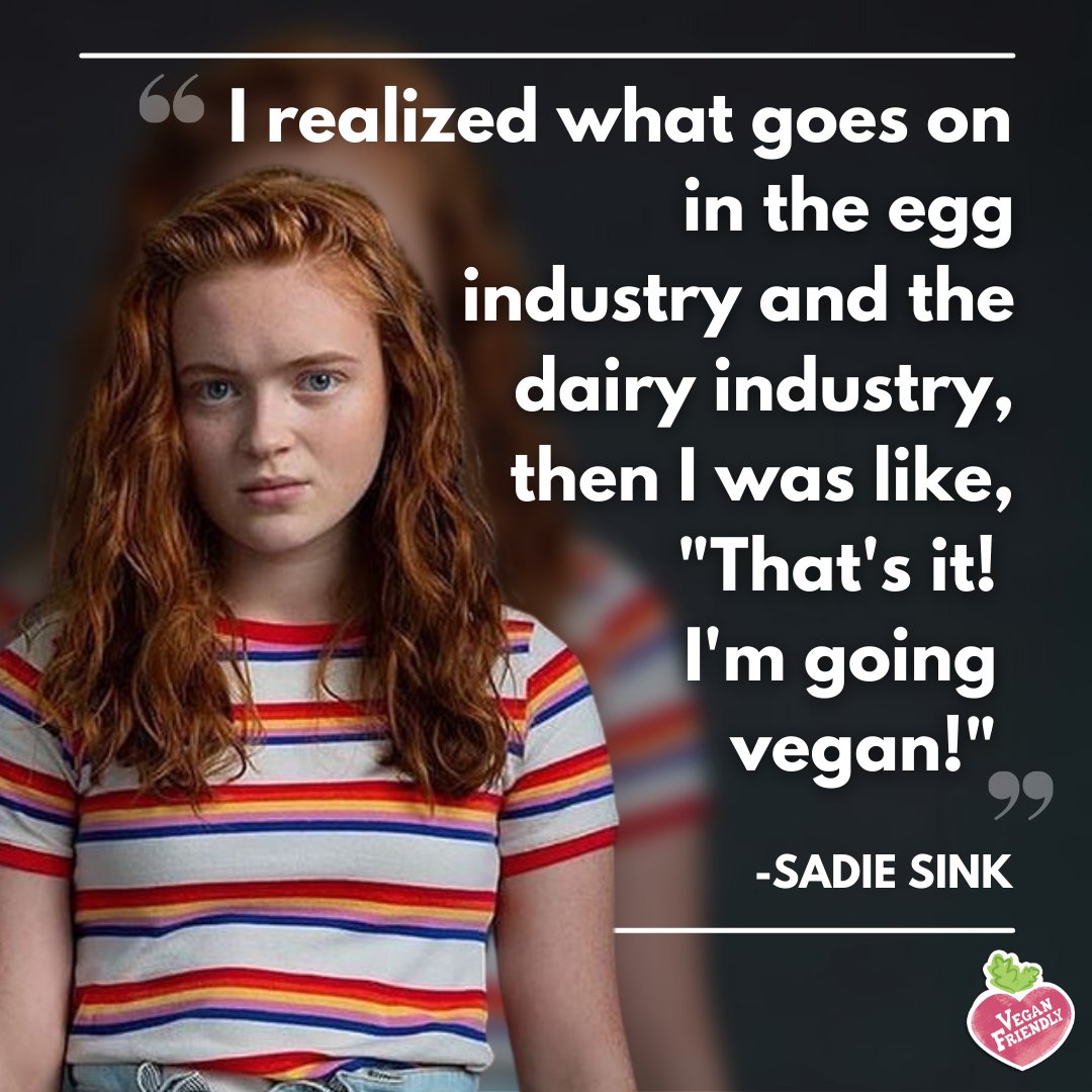 VeganFriendly_'s tweet photo. Did you know that @SadieSink is #Vegan?!🌱⁠ We 💚⁠ Sadie even more now! https://t.co/jXRvv8MFRe