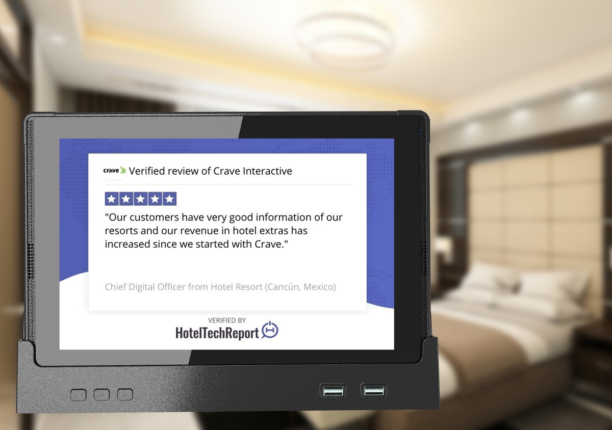 We received this wonderful #customerreview on #HotelTechReport. Our 4th generation tablets are specifically designed for the perfect #hotelservice to #hotelguests

Find out how Crave can help your hotel 🛏️🛎️>> bit.ly/3Pzhmkn