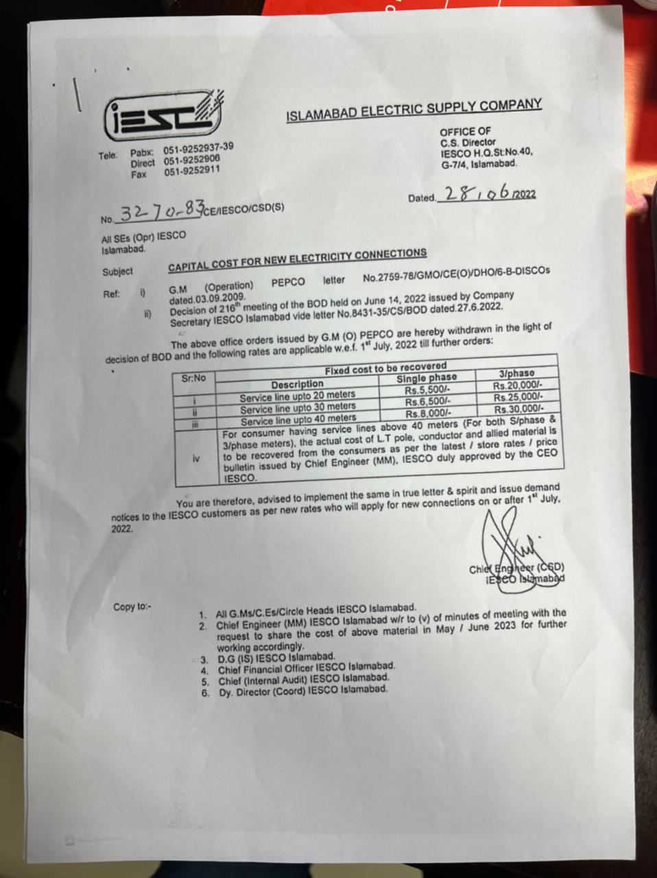 Islamabad Electric Supply Co. IESCO on Twitter "Dear customer as per latest notification, new