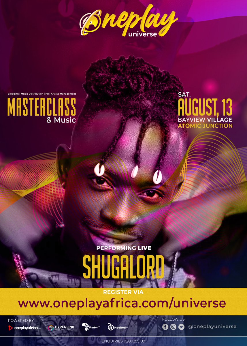 oneplayafrica's tweet photo. Africa’s finest performer, @shugalord to get us dancing at #OnePlayUniverse Masterclass.

Register now https://t.co/Ow64XyUMu2 or 0200355199 

Powered by @oneplayafrica and @hyperlinkafrica https://t.co/yuyfVBMifo