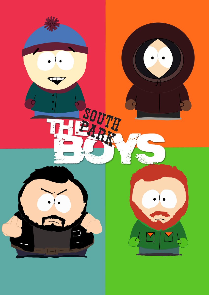 baddrawnstuff's tweet image. Had a thought for a mashup between #SouthPark and #TheBoys 
Stan as Hughie, Kenny as MM, Cartman ad Butcher and Kyle as Frenchie.
Not exactly as I planned, but good enough for me.