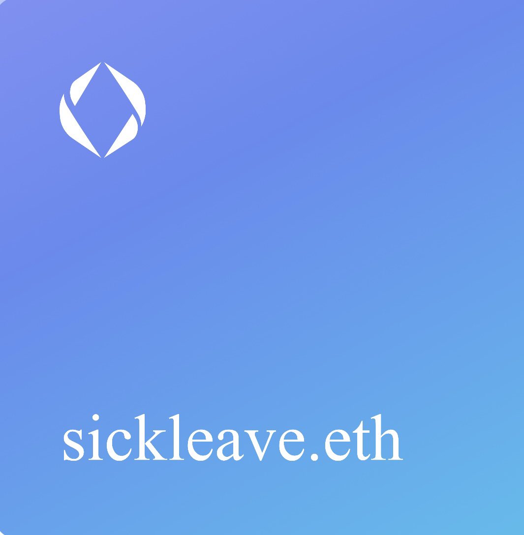 cryptojojoo's tweet photo. @ETHDomains7 I take sick leave for web3 https://t.co/oFQs3Vexix