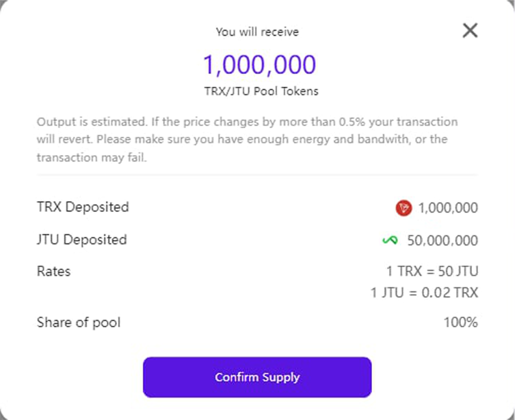 Jamestradeunion's tweet photo. JTU has been issued on the TronLink on July 6, 2022.

To increase the liquidity of the market, JTU will be listed on SunSwap in mid-November 2022 with a target price of $0.001. Let's stay tuned!👏👏 https://t.co/YkeWhhOns9