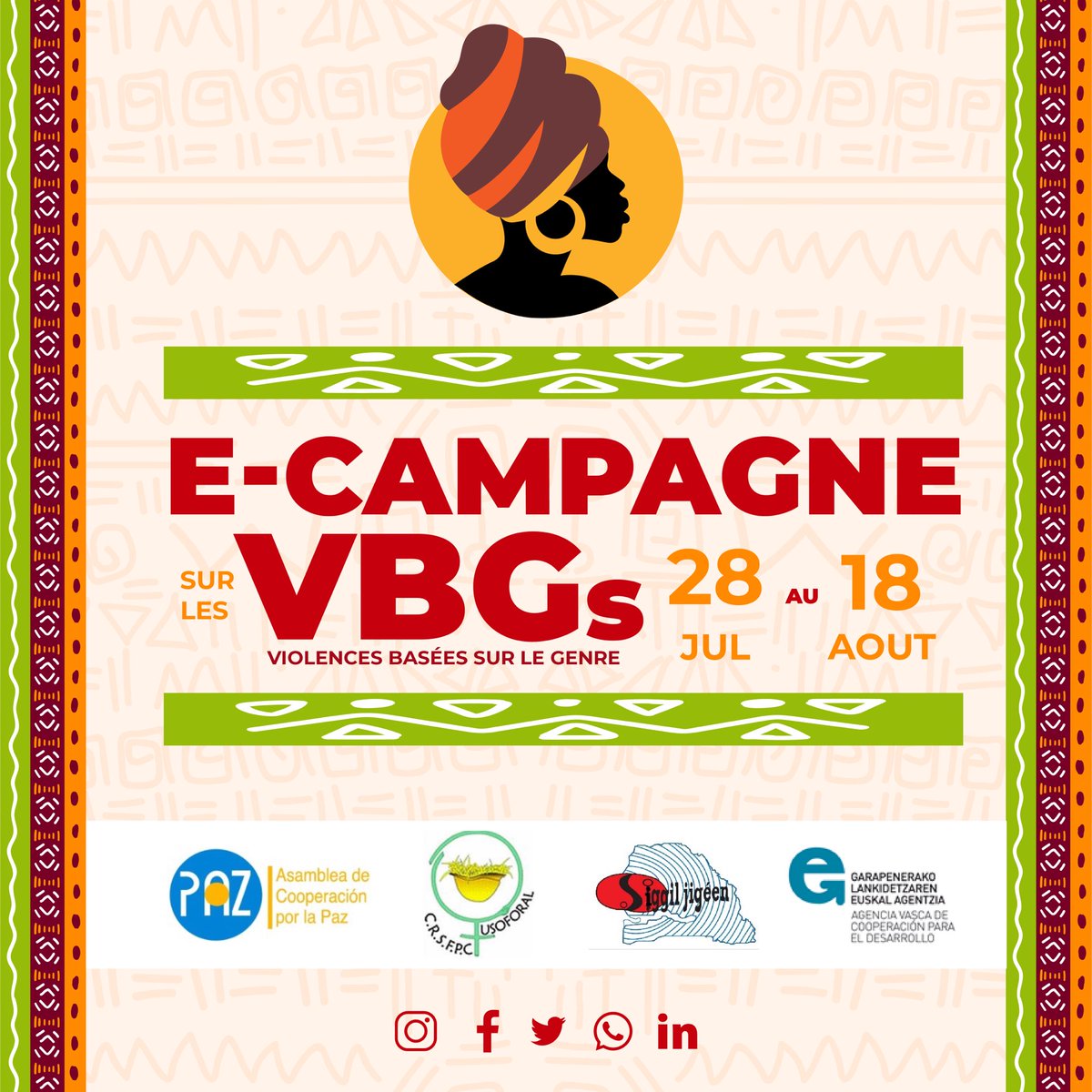 Dans le cadre du projet de "Renforcement des mécanismes institutionnels et sociaux pour assurer le droit des femmes de Ziguinchor à la non-discrimination et à une vie sans violence»<a href="/rsiggiljigeen/">Réseau Siggil Jigeen</a> et <a href="/Usoforal/">USOFORAL</a> procèdent ce matin au lancement de la E-campagne sur les VBGs
#StopV