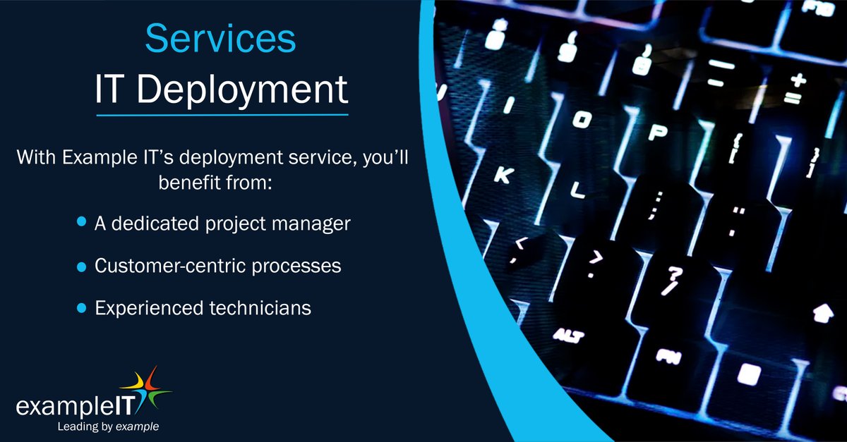 ExampleIT's tweet image. Whether you are introducing simple or more complex systems, our aim here at Example IT is to streamline the deployment, right through from start to finish. 
To find out more visit: lnkd.in/e7R7r5S3
#ExampleIT #LeadingByExample #Deployment #B2B #ITreseller
