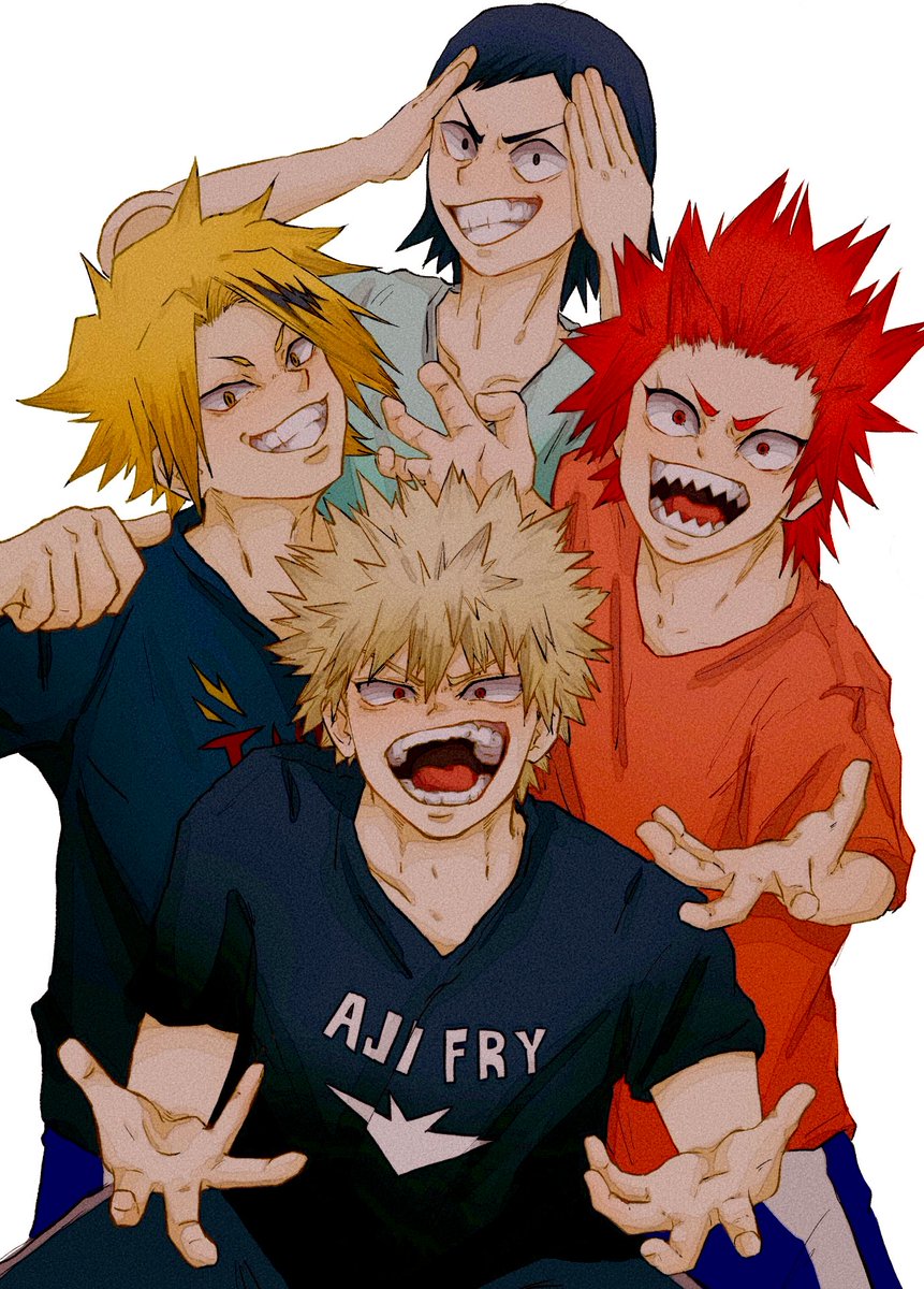 🖤爆豪派閥🖤 初描きヒロアカ！！ 爆豪勝己/切島鋭児郎 上鳴電気/瀬呂範太