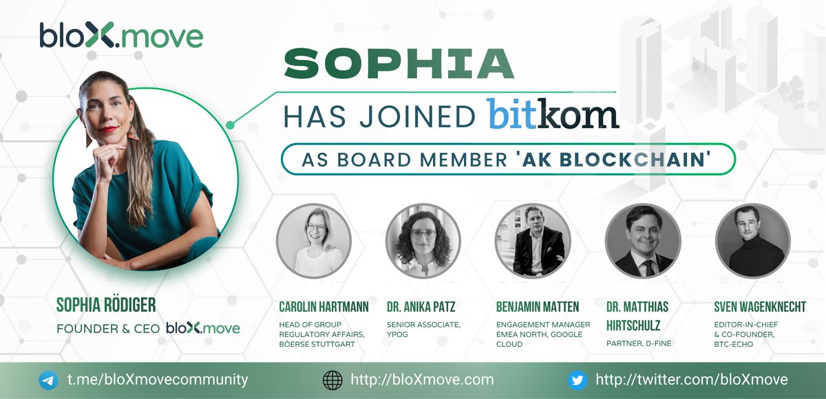Germany's largest digital association bitkom has elected a new board for #blockchain 

Among them is our CEO <a href="/SophiaRoediger/">Sophia Roediger</a> - congrats 🎉