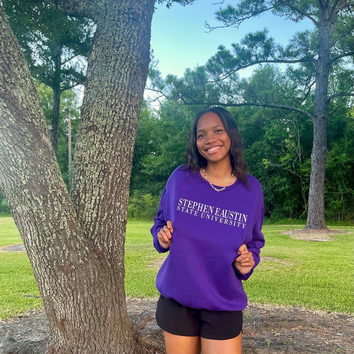 I'm beyond excited &amp; thankful to finally announce my verbal commitment to Stephen F. Austin State University to further my academic and athletic career!!! I’m so excited to see what the future holds!! Can’t wait to officially be a Lady Jack!! AXE’EM JACKS!! 💜🪓