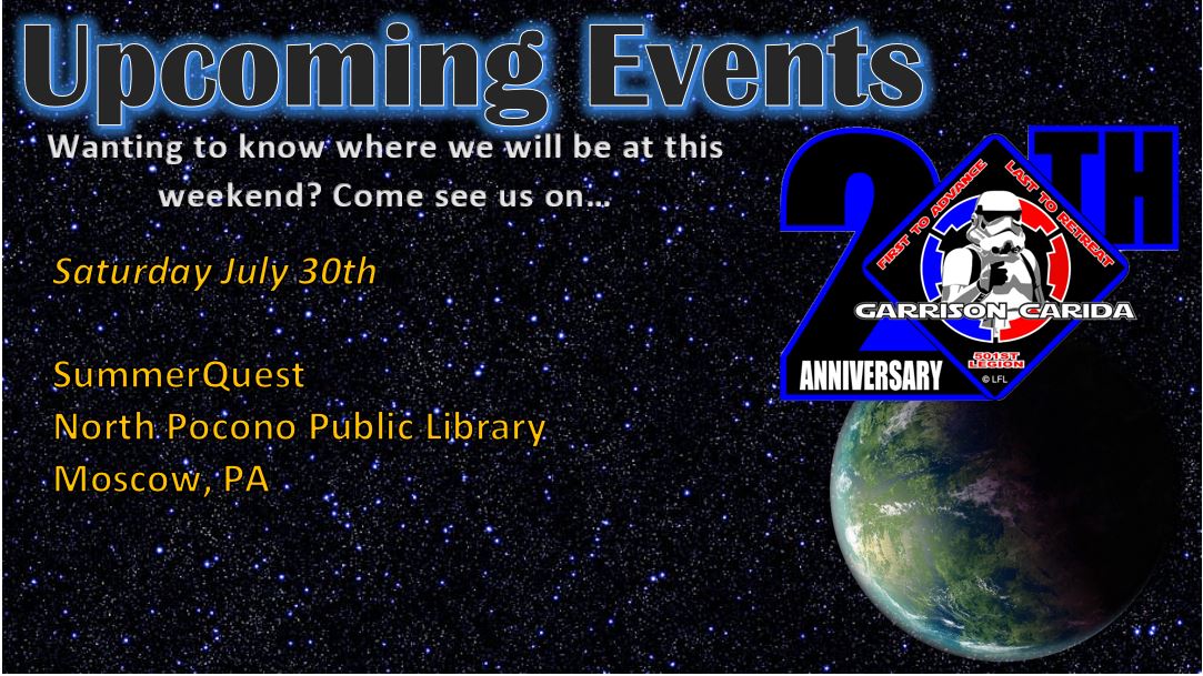 Check out our upcoming events this weekend! #BadGuysDoingGood #GarrisonCarida #official501st #GarrisonCaridaTroopers