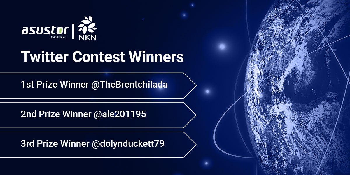 NKN_ORG's tweet photo. Our Winners for #ASUSTOR x @NKN_ORG Twitter campaign are out! Big Congrats! 👏 ASUSTOR NAS for the 1st prize winner @TheBrentchilada, 480GB #nConnect traffic for 2nd @ale201195 & 3rd prize @dolynduckett79! A great thanks to all the participants & stay tuned for more rewards! https://t.co/vJkwi5EcyE