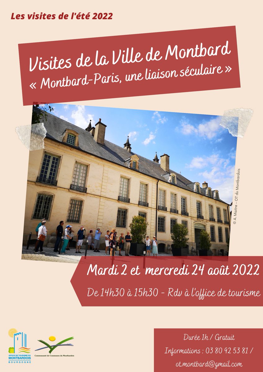 [#agenda visites de l'été]
Visite de #Montbard mercredi 24/08 sur le thème « 𝙈𝙤𝙣𝙩𝙗𝙖𝙧𝙙-𝙋𝙖𝙧𝙞𝙨, 𝙪𝙣𝙚 𝙡𝙞𝙖𝙞𝙨𝙤𝙣 𝙨𝙚́𝙘𝙪𝙡𝙖𝙞𝙧𝙚 » 🏡🚶
👉 Durée 1h / Gratuit
urlr.me/4kxwY
#visiteguidee #decouverte #patrimoine #auxois #lacotedorjadore #bourgogne