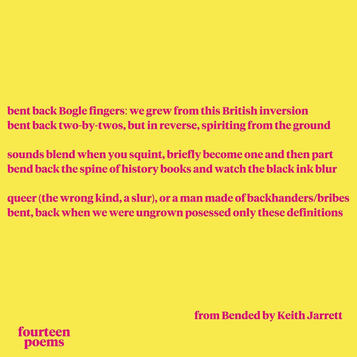 Come hear <a href="/keithjlondon/">Keith</a> read his Issue 7 poem Bended on IG Live next week + talk the Bogle, queerness + playful language. A banging way to see out Issue 7’s IG Lives! As always, Keith will read another of his poems + a fave 3rd. See you there. 03.08 at 6! Instagram.com/14Poems.