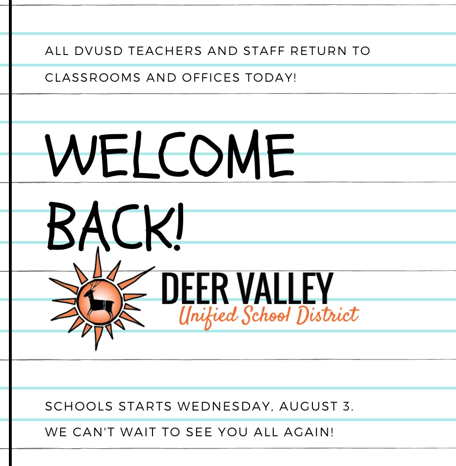Business services and finance staff in @dvusd work during summer while teachers and most school staff get a much-needed break. We hope everyone had time to rest, relax, &amp; recharge. School starts Wednesday,  August 3! We welcome you all back and can't wait to see you!