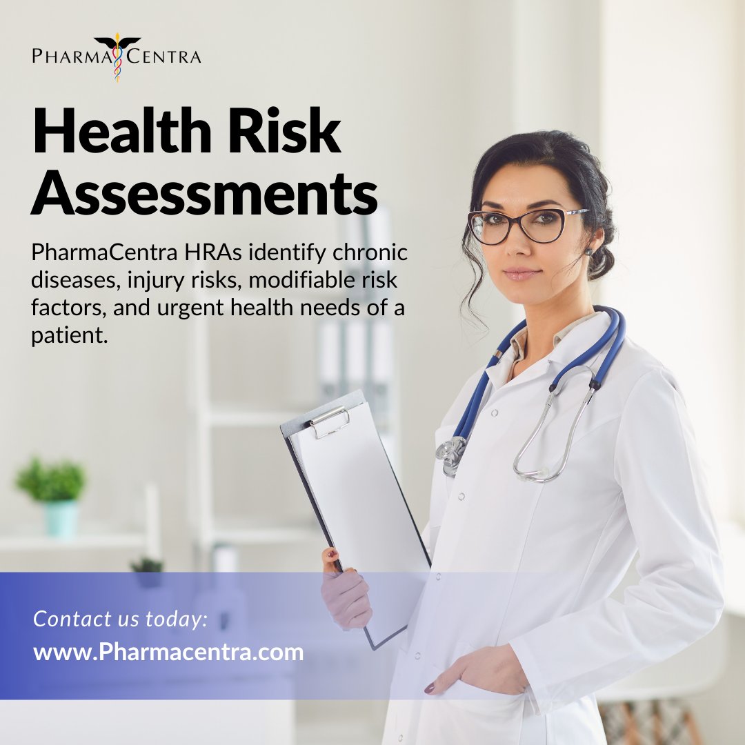 Our Patient Health Risk Assessments (HRAs) follow up on patient care and deliver actionable data. Our HRAs drive more informed decisions and lead to improved patient outcomes, as well as reduced healthcare costs.

#pharmacentra #healthriskassessments #hra
