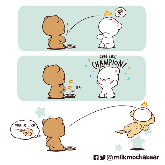 🐶
---
Feel free to mention someone who can do this trick~! ❤️🤭

#milkmochabear
#milkandmocha 