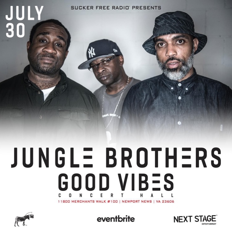 @suckerfreeradio presents 
The #JUNGLEBROTHERS Live! Saturday, July 30th. Doors open at 7pm,