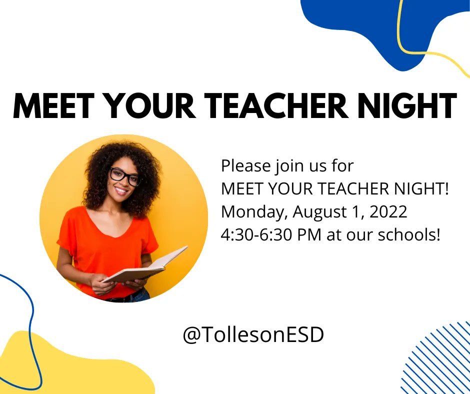 Tolleson Elementary School District (@tollesonesd) on Twitter photo MEET YOUR TEACHER NIGHT is Monday, August 1st from 4:30 - 6:30 PM at our schools! <a href="/TollesonESD/">Tolleson Elementary School District</a> Teachers & Staff can't wait to meet you! MEET YOUR TEACHER NIGHT is Monday, August 1st from 4:30 - 6:30 PM at our schools! <a href="/TollesonESD/">Tolleson Elementary School District</a> Teachers & Staff can't wait to meet you!