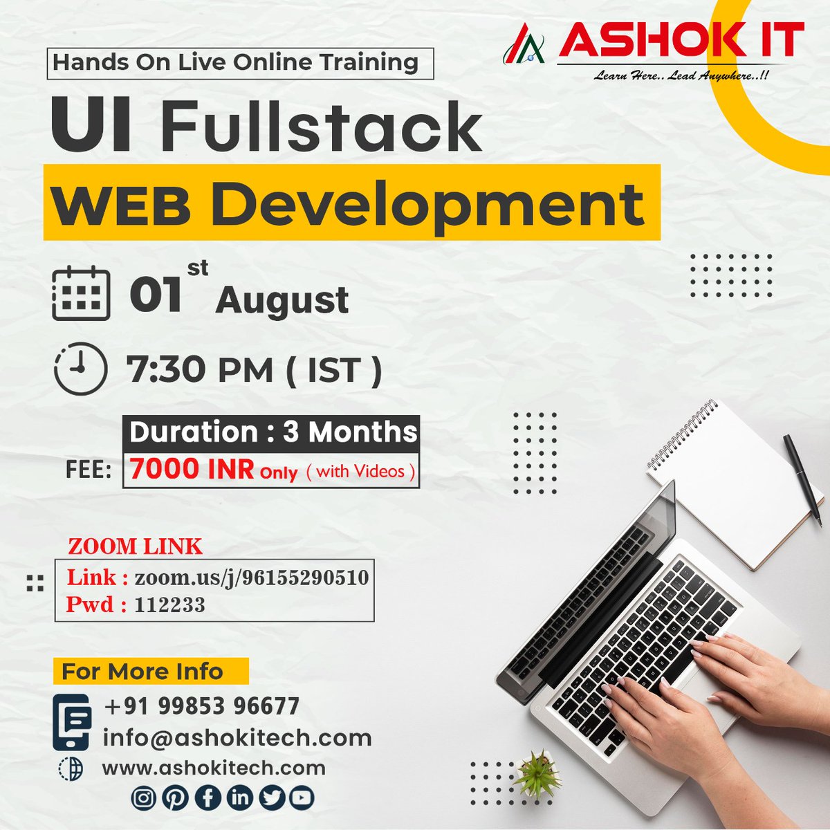 ashokitschool's tweet photo. 🛑 UI Fullstack Web Development 🛑
✍️ Enroll Now: https://t.co/Ge8AvRS1rx
👉 Free Demo On 1st-Aug @ 7:30 PM IST
🌐 Visit : https://t.co/zKPStGY82s
📞 Contact Us : https://t.co/ZvfvBF1X7d
#uifullstack #webdevelopment #coding #programming #onlinetraining #Freedemo #ashokit https://t.co/Ail7sngI0o