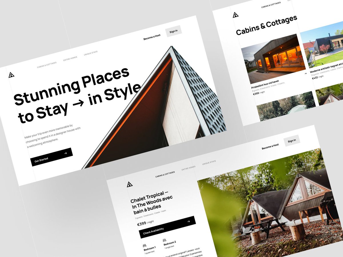 conceptzilla's tweet photo. This is #Conceptzilla and today we want to show you a website design of a vacation rental that’s a kind of a variation of Airbnb but it offers to stay only in select places like the designer houses, close to nature and imbued with style. https://t.co/oiZ2dtQLbF