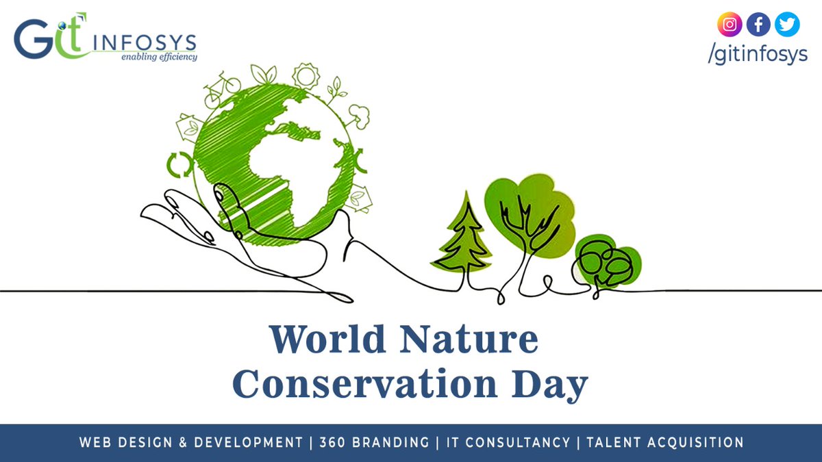 gitinfosys's tweet image. #WorldNatureConservationDay emphasizes the importance of being balanced!
#gitinfosys pledges to be more environmentally conscious and take steps in the direction of nature conservation.
#NatureConservationDay #natureconservation #naturelovers #jaipur #DigitalMarketing #webdesign