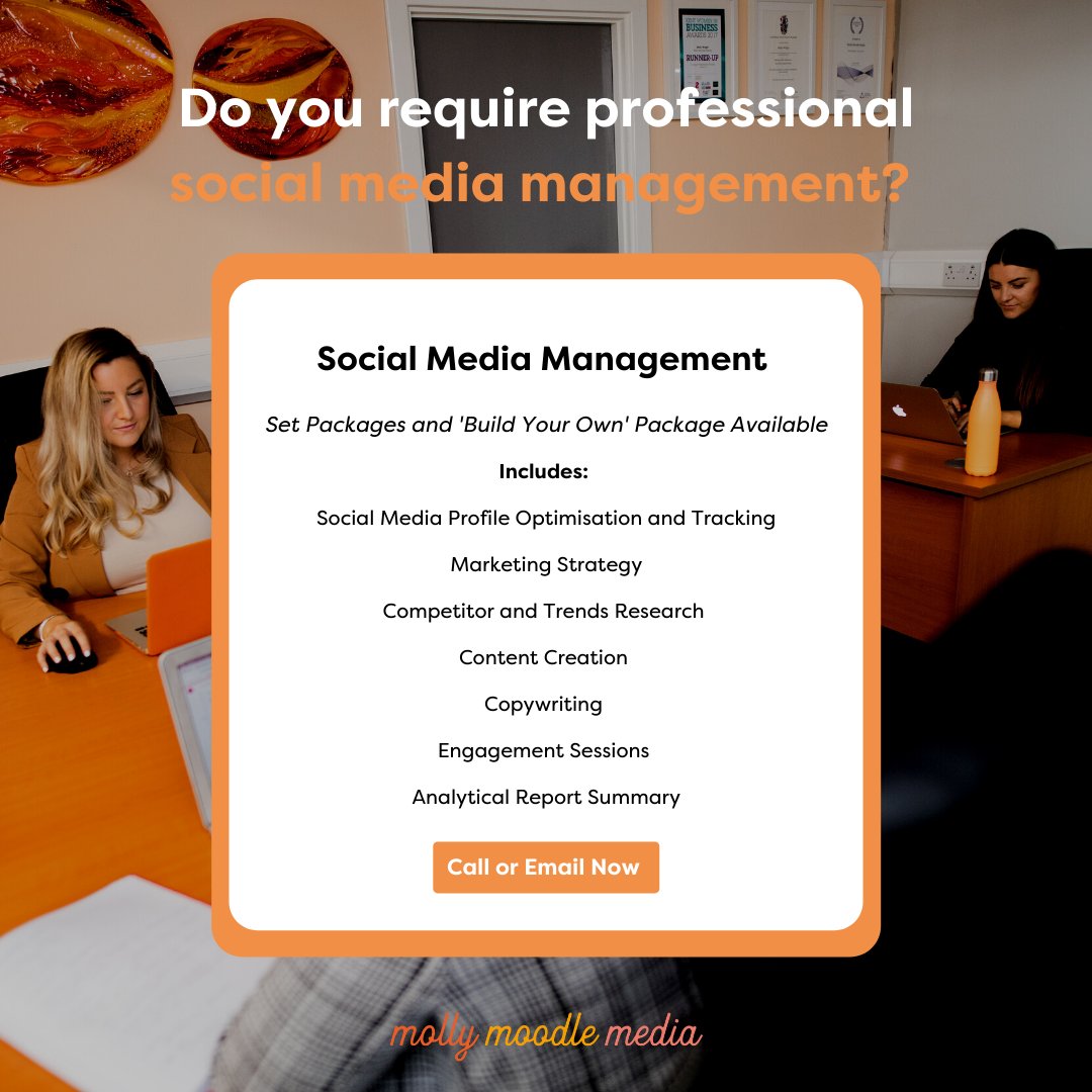 Getting your social media management going can be really hard. 

That's why we've created a social media package that covers everything, and provided the option to select your own budget. 

Try it out here...mollymoodle.com/services/manag…

#ChathamKent #RochesterKent #KentUK