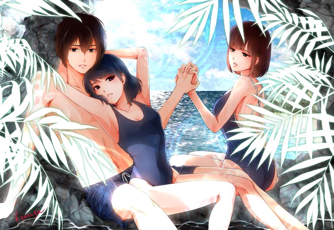暑い日が続いてますので夏絵再掲皆様水分・塩分しっかりとっていきましょうね#ドメスティックな彼女 
