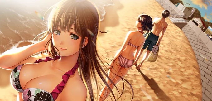 暑い日が続いてますので夏絵再掲皆様水分・塩分しっかりとっていきましょうね#ドメスティックな彼女 