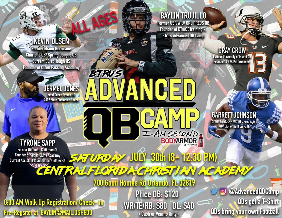 #sappsolineacademy Tyrone Sapp OLine Academy BTru's Advanced QB CAMP #July30th Premium Lineman and QB Training that translates directly to the playing field. This Saturday is your opportunity to work with some of best coaches and trainers around. Lets get to work.