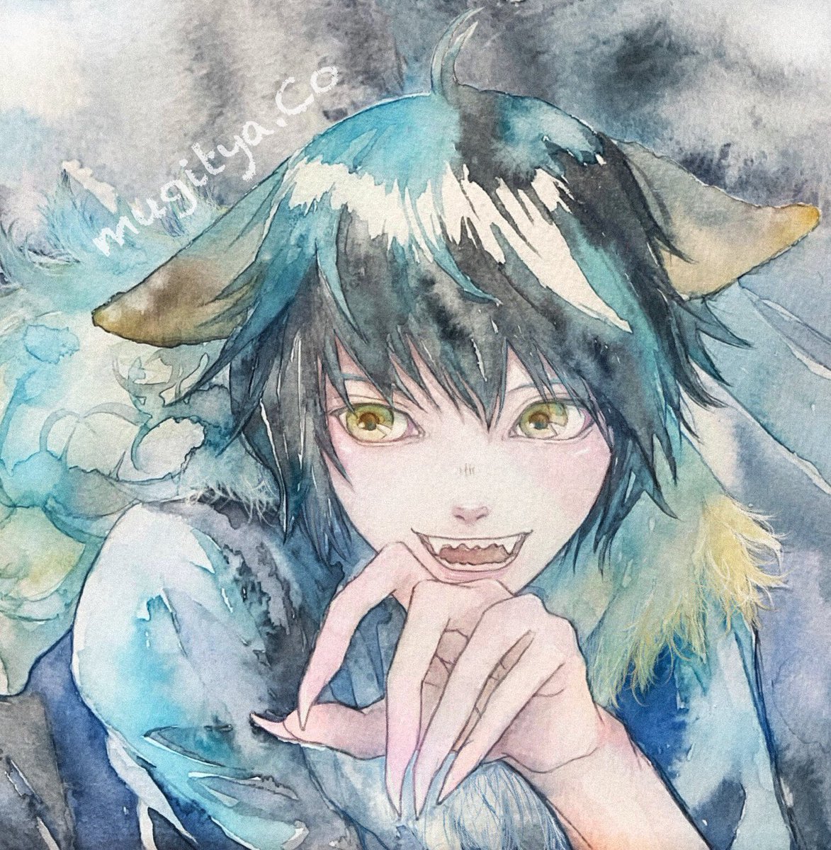 むぎちゃco ねこおくん 題名適当ｽﾏﾝ イラスト アナログイラスト 透明水彩 絵描きさんと繫がりたい みんなで楽しむtwitter展覧会 T Co Braduu4c9b Twitter