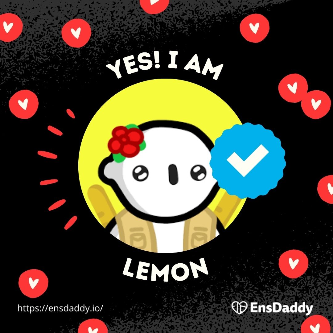ensmaestro's tweet photo. Proud to be a Lemon?
Proclaim to the world - Yes, I am Lemon!
Get your special Lemon ENS name today.
.
visit : https://t.co/y4IurUsqUp
#lemon #littlelemon #ENS #ENSDomains #NFT .@LittlelemonsNFT https://t.co/Ifv0ADv5yV