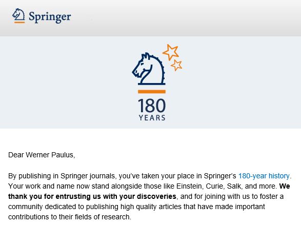 FreeNeuropatho's tweet image. Publish with Springer and you will be like Einstein. Ore more probably, like a publisher who is interested in show business and marketing rather than in science.
