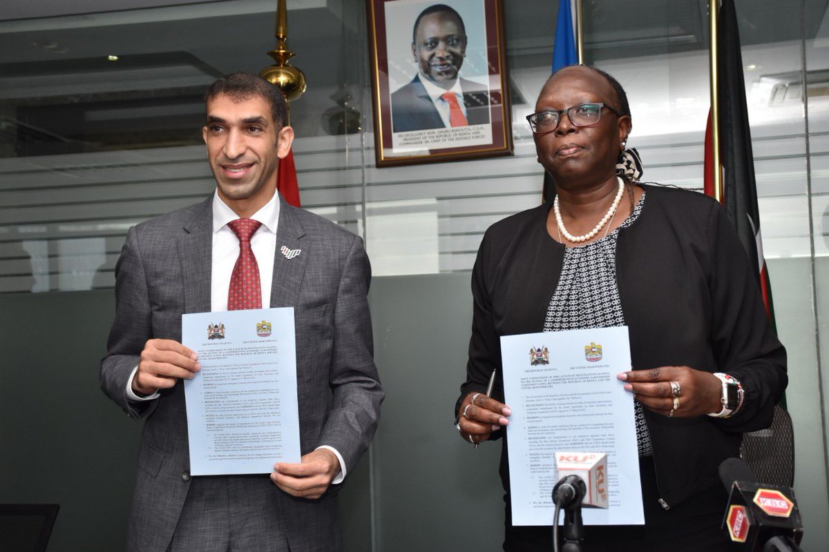ThaniAlZeyoudi's tweet photo. We're deepening ties in Africa. Minister @maina_betty and I have announced the #UAE intent to begin #UAEKenyaCEPA talks that will: ​
📈Promote economic growth ​​
🌎Increase tourism ​
🫐Strengthen food security ​
🌇Drive sustainable infrastructure https://t.co/8QUyjYChw1