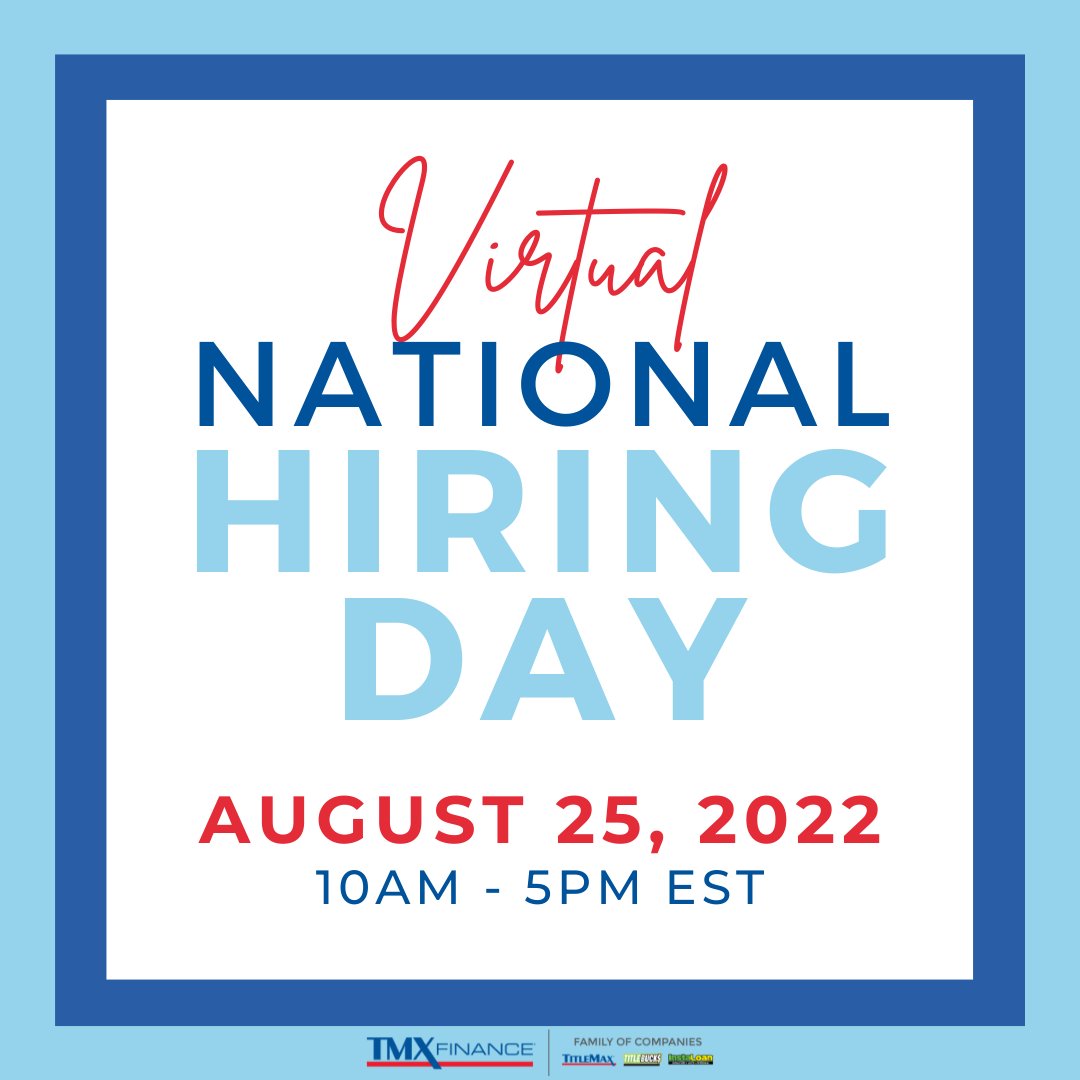 If you can’t make it to a store for #TMXNHD22, you can register to speak with a recruiter virtually on August 25, 2022 from 10am - 5pm EST about our exciting career opportunities! Learn more about our National Hiring Day event here: bit.ly/virtualtmxnhd22