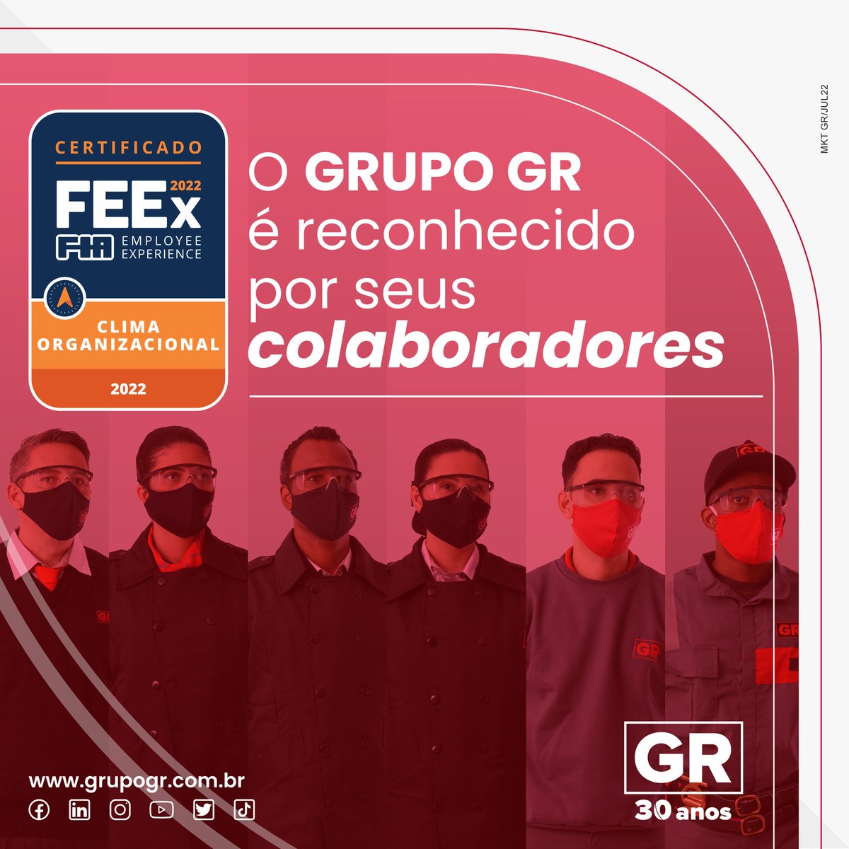 grupogr_oficial's tweet photo. O GRUPO GR recebeu da FIA Employee Experience FEEx, pelo segundo ano consecutivo,  a Certificação FEEx - Clima Organizacional 2022, que reconhece todo o esforço dos gestores, área de RH e colaboradores em construir um ambiente agradável de trabalho.

#grupogr #segurança #Feex https://t.co/RHqstJM1LX