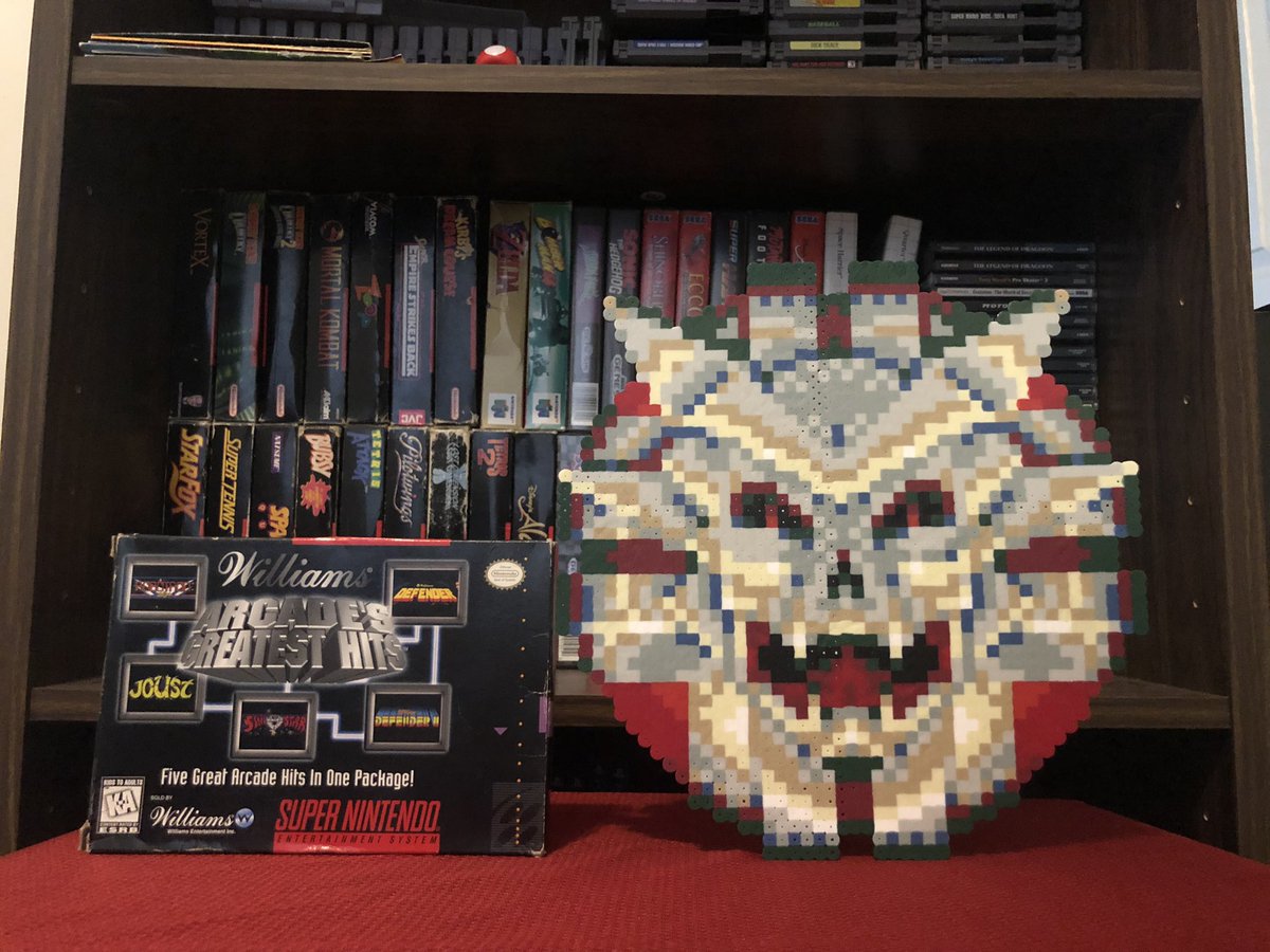 pixelsrebuilt's tweet image. Game #108: William’s Arcade’s Greatest Hits! This was my first experience playing these as a kid, and my only one playing Sinistar, a game that is a bit underrated these days. Couldn’t get enough of Robotron though! #supernintendo #perler #pixels #RETROGAMING #snes #williams