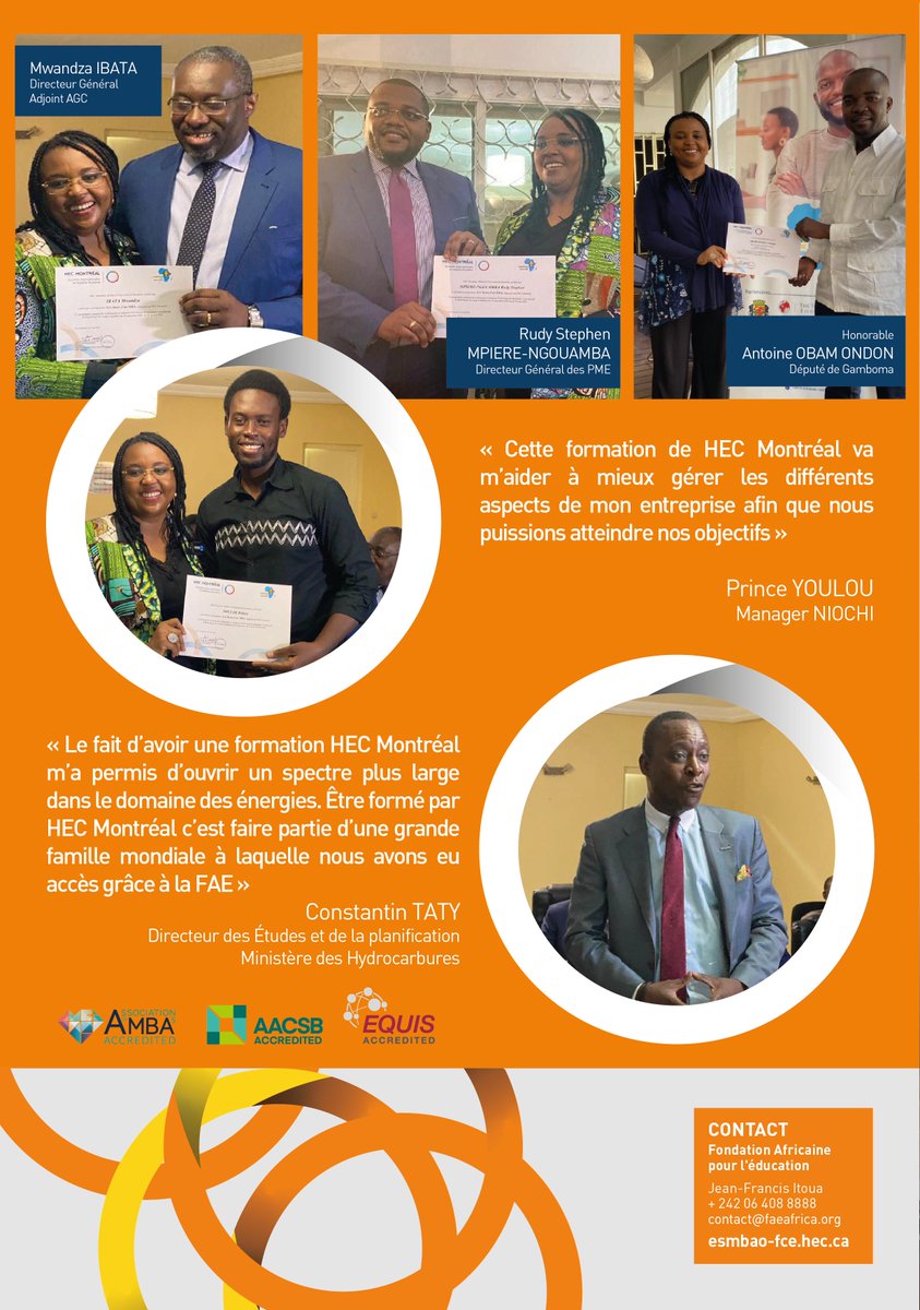 AfricaFae's tweet photo. Alors que beaucoup pensaient que c'était impossible de devenir diplômé d'une si prestigieuse #BusinessSchool sans pour autant quitter le pays : Nous y avons cru et nous l'avons fait.
 
#FAEAfrica #Congo #Formation #HEC #HECMontreal #EsMBA https://t.co/rBliAg5N5W