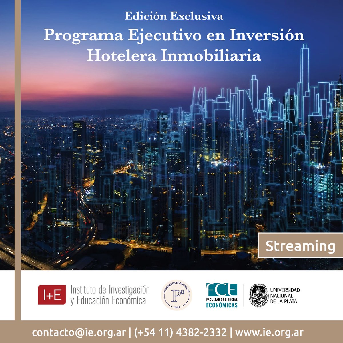 Un placer formar parte de este equipo <a href="/posgradofceunlp/">posgradoseconomicasunlp</a> + <a href="/ie_org/">I+E</a>, presentando el nuevo Programa Ejecutivo en Inversión Hotelera Inmobiliaria econo.unlp.edu.ar/pih.
Adherentes: <a href="/camaradeturismo/">Cámara Argentina de Turismo</a> <a href="/AHTArgentina/">AHT</a> <a href="/HiltonBA/">Hilton Boenos Aires</a> <a href="/Hilton/">Hilton</a>