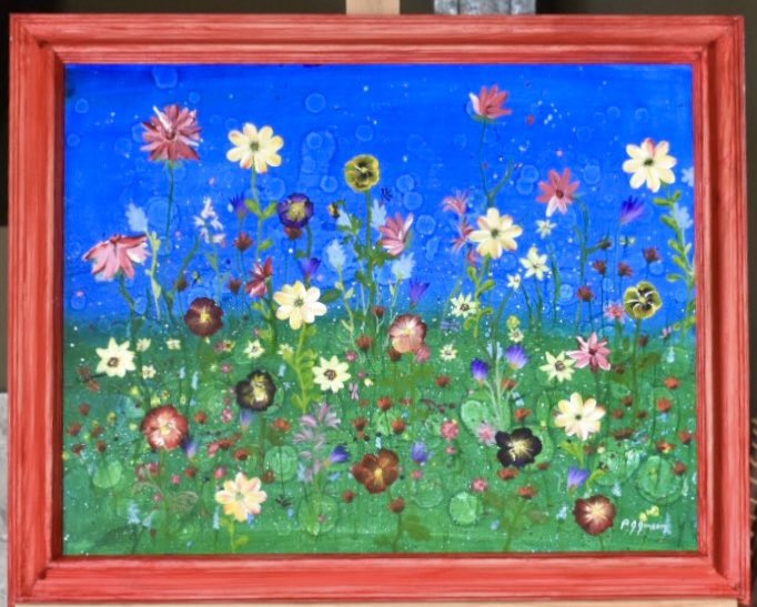 Sold. Thank you Funky Petals Airdrie for displaying and selling this piece. #sold #commission #artwork #artondisplay #funkypetals #imagepaintingsplus #pamelajonsonart #airdrie