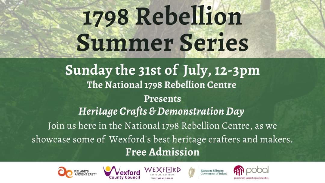 Free demo and market <a href="/1798_Centre_ie/">@1798CentreEnniscorthy</a> #sunday noon. #crafts #heritage #Enniscorthy