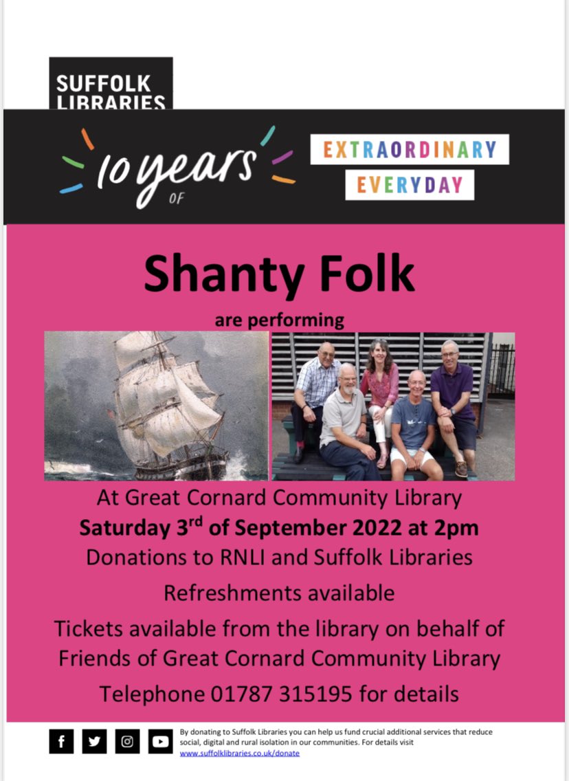 GCornardLibrary's tweet photo. Free event, tickets required on door. #folkmusic #suffolklibraries #greatcornard https://t.co/qZNRGjbuBA