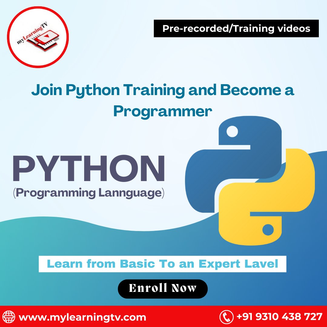 MyLearningTV's tweet image. Join Python Training and Become a Programmer. My Learning TV is the best e-learning platform that offers online certificate courses in Python You can enroll right now.
Visit here: mylearningtv.com
#pythonprogramming #joinpython #pythoncourses #freelance #freelancetrainer